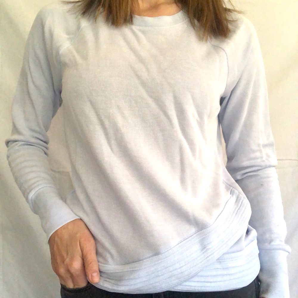 Athleta Serenity light blue wrap hem sweater Sweatshirt women’s size XXS